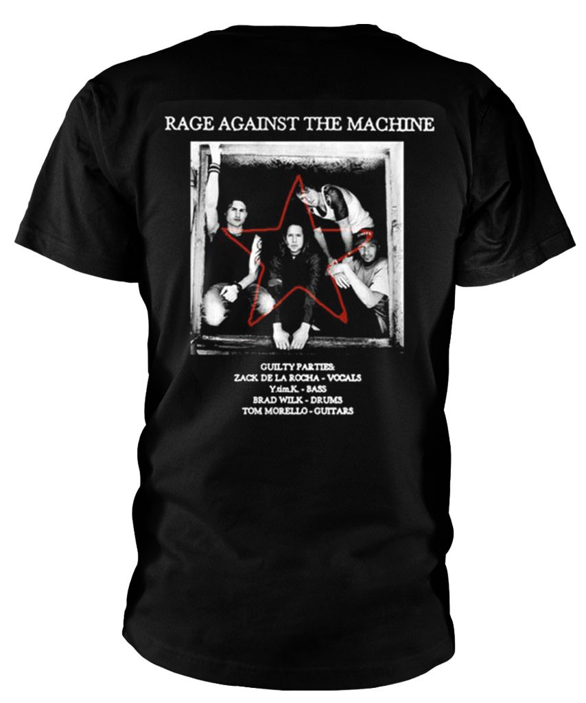 Rage Against The Machine 'Battle Star' (Black) T-Shirt Back