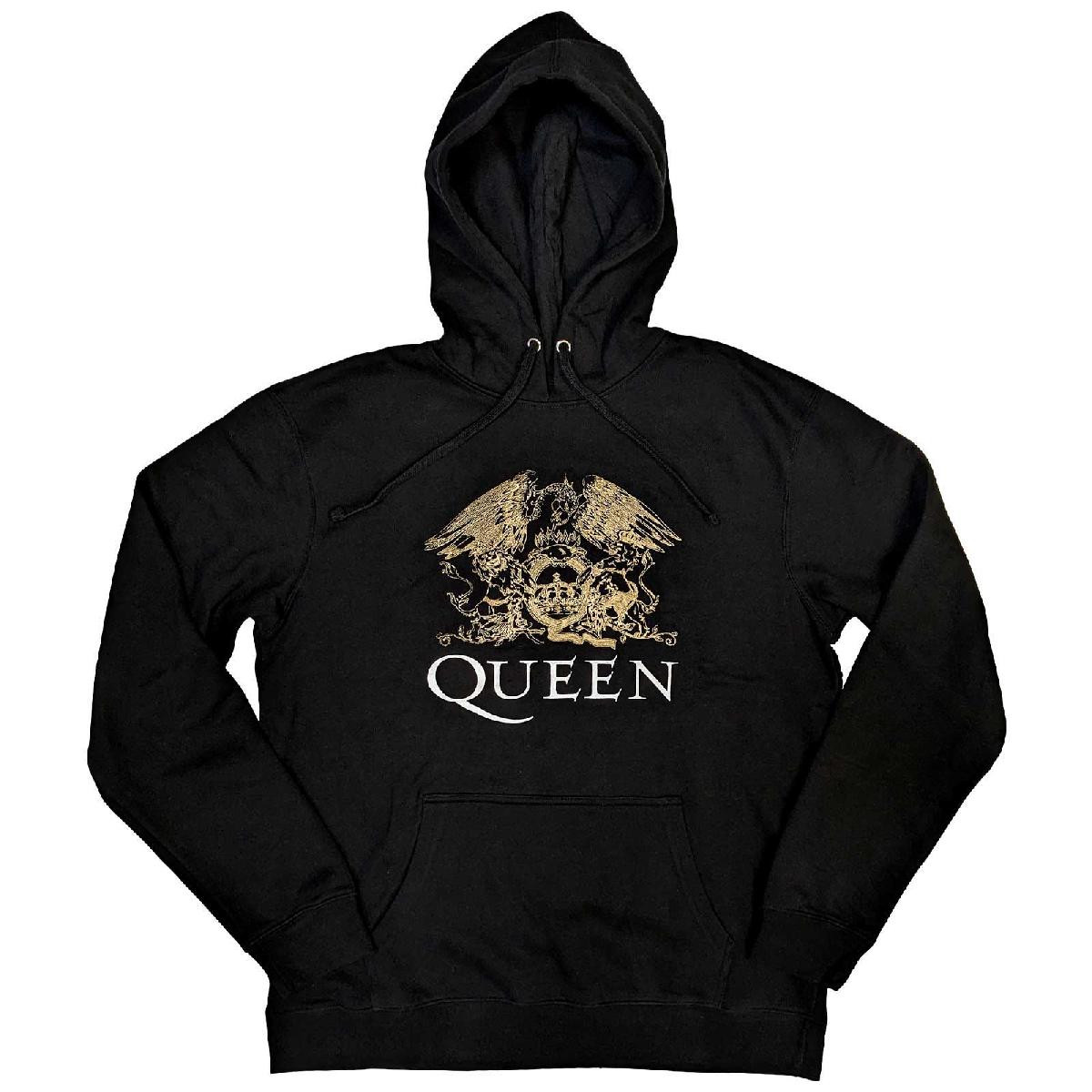 Queen 'Crest' (Black) Pull Over Hoodie Eyesore Merch