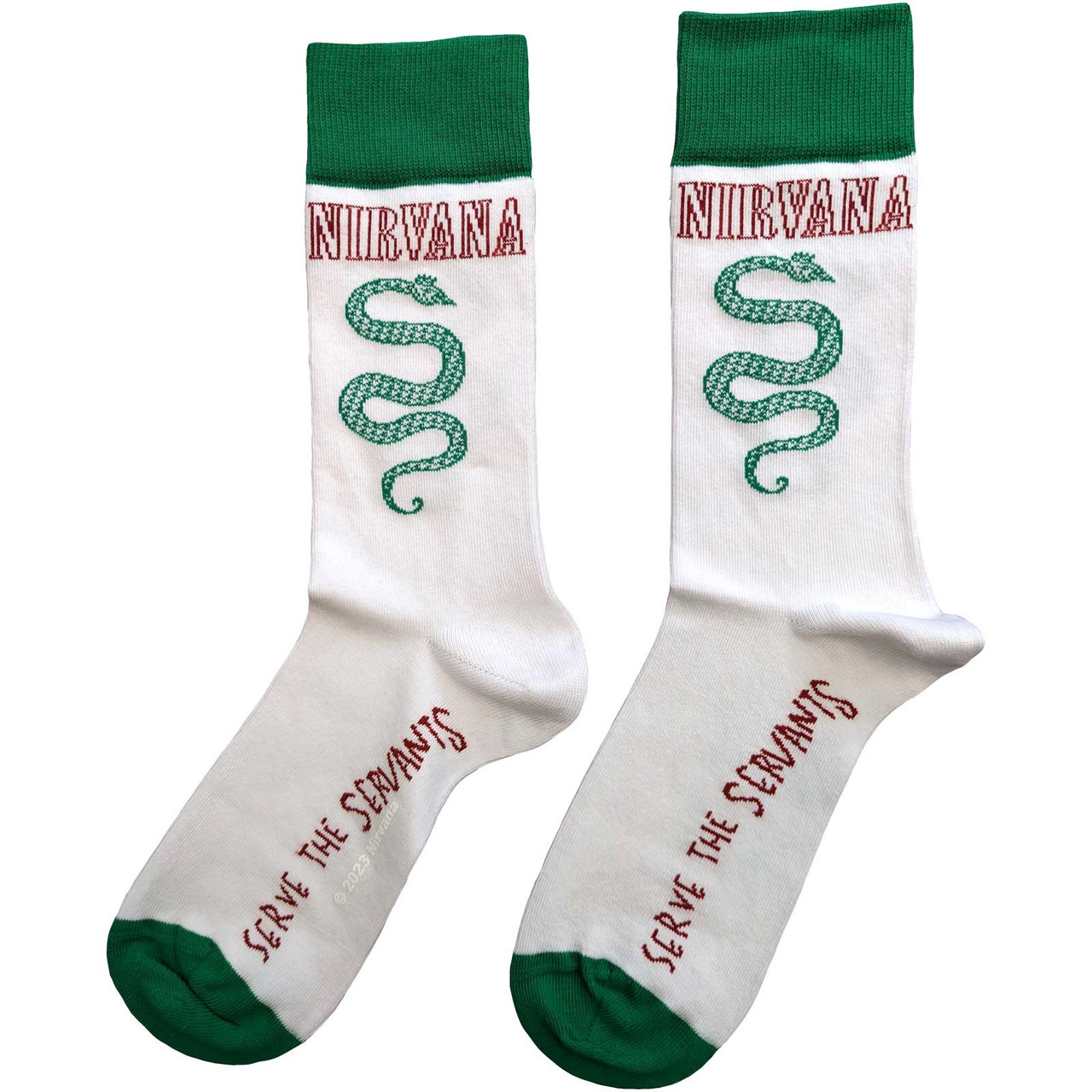 Nirvana 'Serve The Servants' (White & Green) Socks (One Size = UK 7-11)