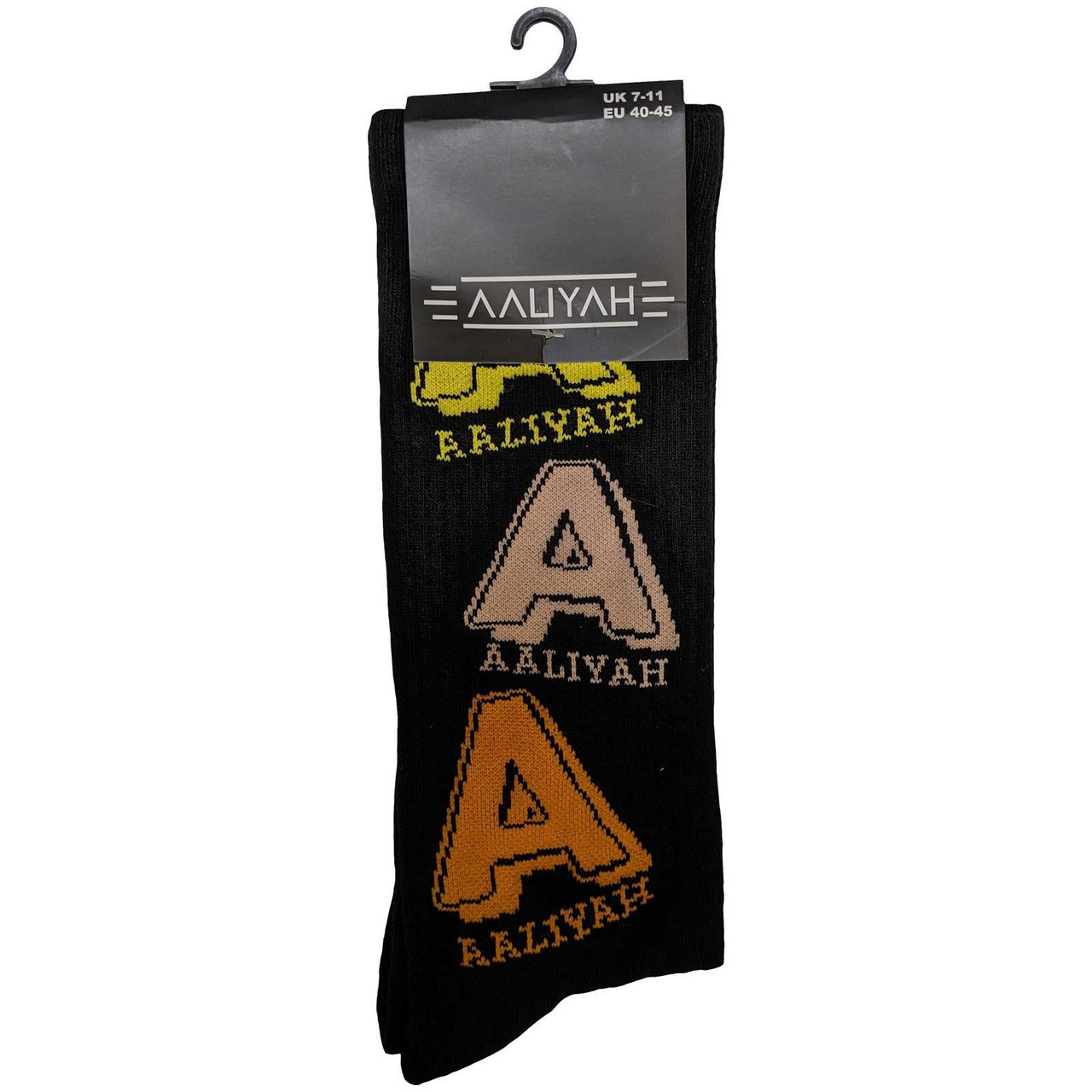 Aaliyah 'Tricolour Logo' (Black) Socks (One Size = UK 7-11) PACK