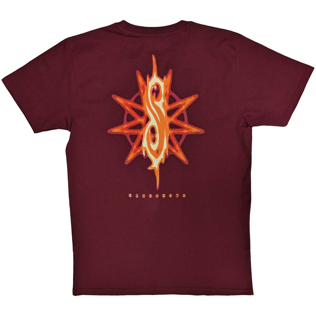 Slipknot 'The End So Far Group Photo Tribal S Nonogram' (Maroon) Eco T-Shirt BACK