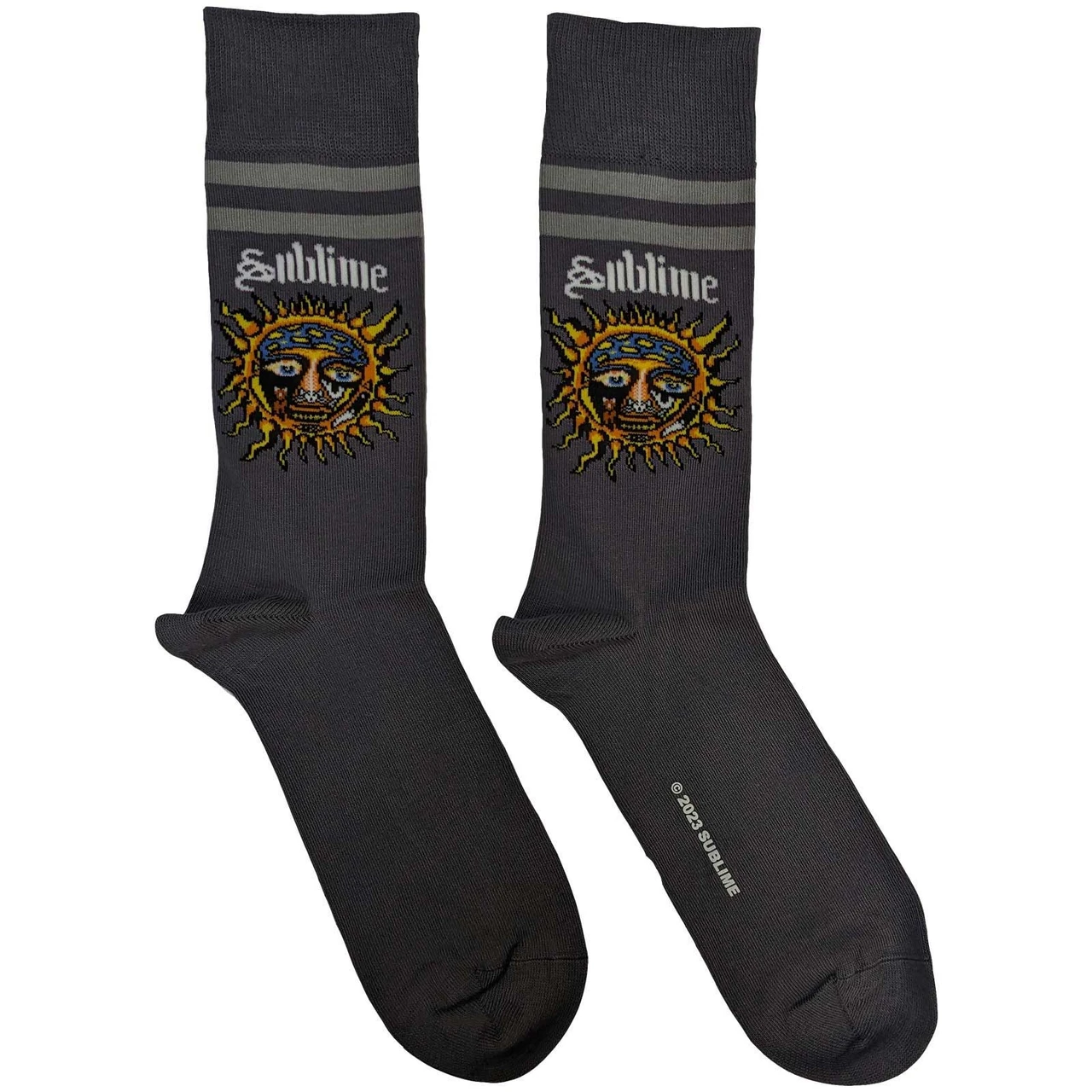 Sublime 'Yellow Sun' (Grey) Socks (One Size = UK 7-11)