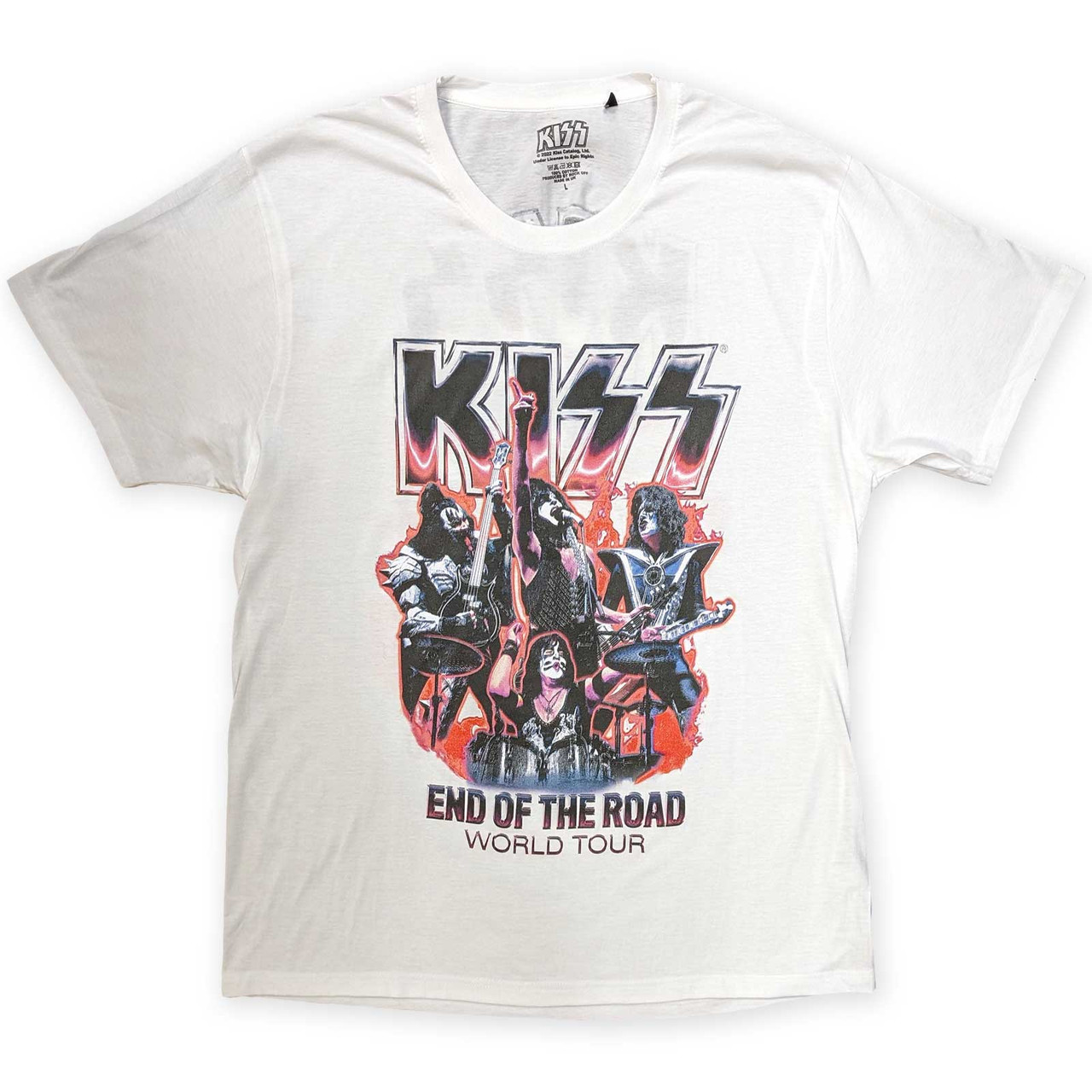 【新品未開封】 KISS END OF THE ROAD Tシャツ 白 L Kiss 'End Of The Road Band Playing' (White) T-Shirt