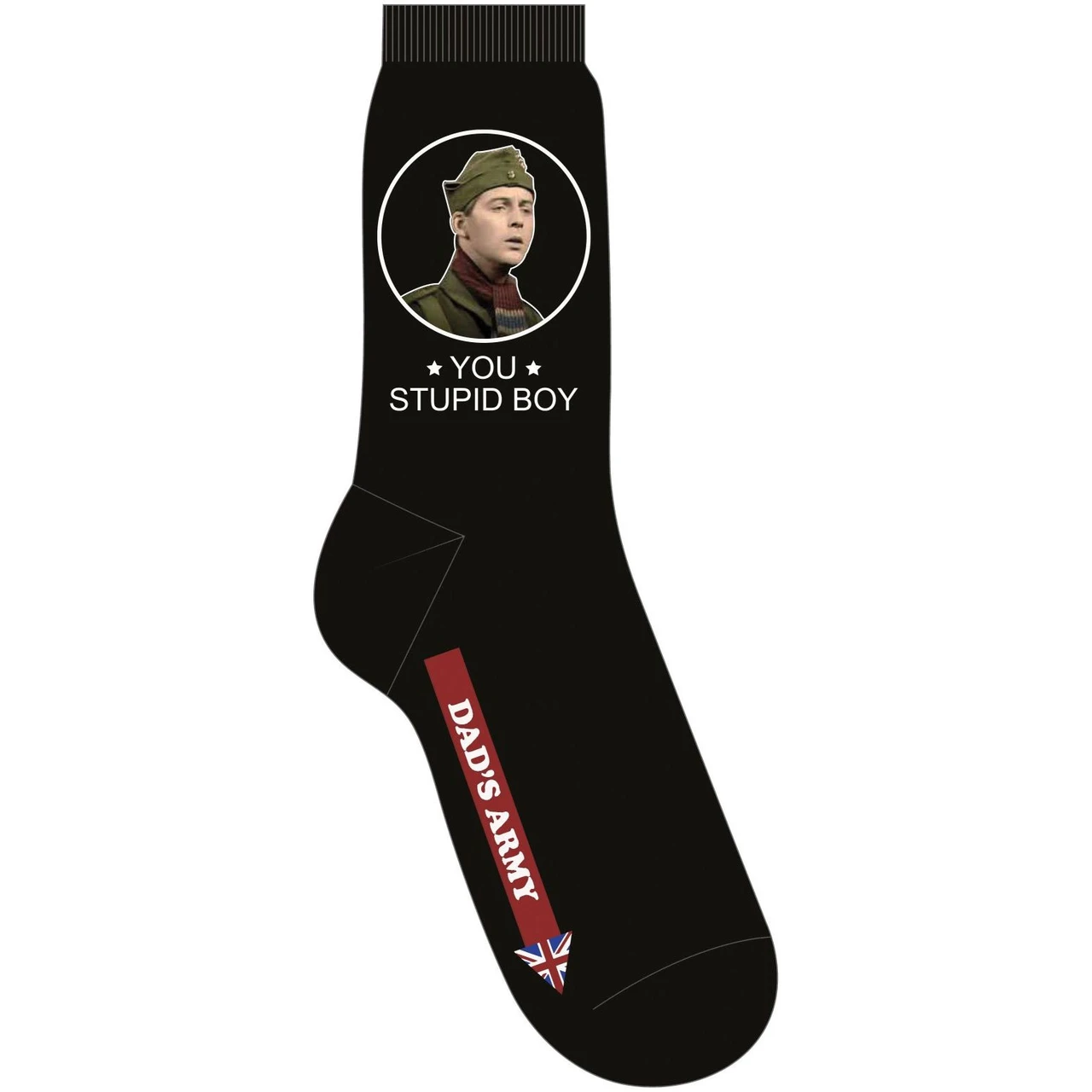Dad's Army 'Stupid Boy' (Black) Socks (One Size = UK 7-11)