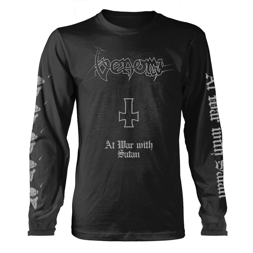 Venom 'At War With Satan' (Black) Long Sleeve Shirt Front