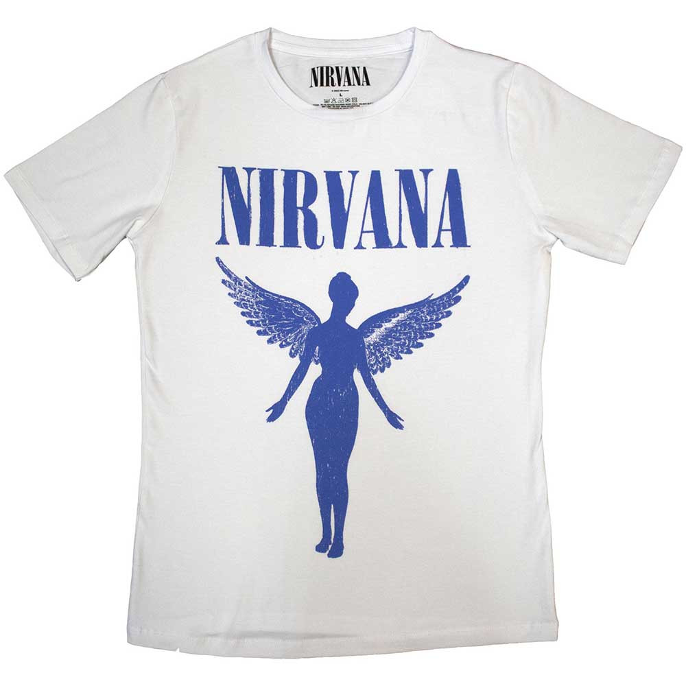 Nirvana 'Angelic Blue Mono' (White) Womens Fitted T-Shirt