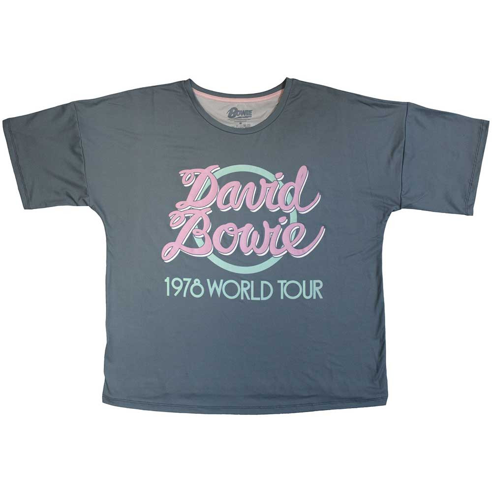 David Bowie '1978 World Tour' (Blue & Pink) Womens Pyjama Set TOP
