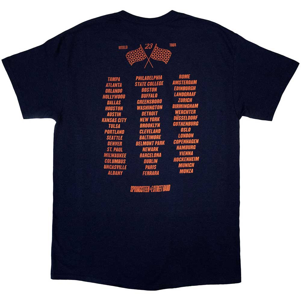 Bruce Springsteen 'Tour '23 Guitar' (Navy Blue) T-Shirt BACK