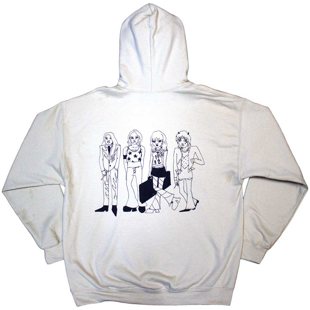 Maneskin 'Pocket Logo & Mini Doodles' (Sand) Pull Over Hoodie BACK