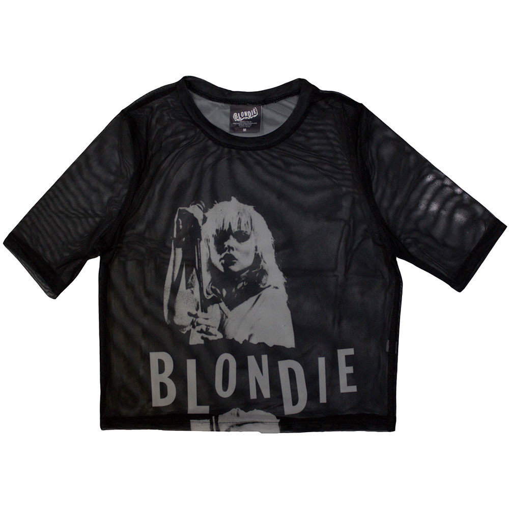 Blondie 'Mic Stand' (Black) Womens Mesh Crop Top