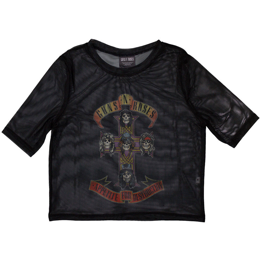Guns N' Roses 'Appetite For Destruction' (Black) Womens Mesh Crop Top