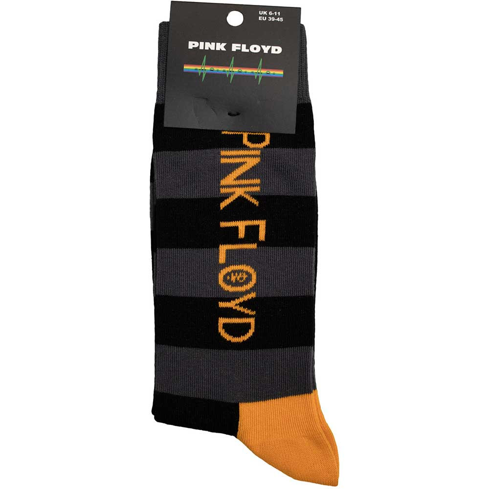 Pink Floyd 'Orange Logo' (Black) Socks (One Size = UK 6-11) BACK