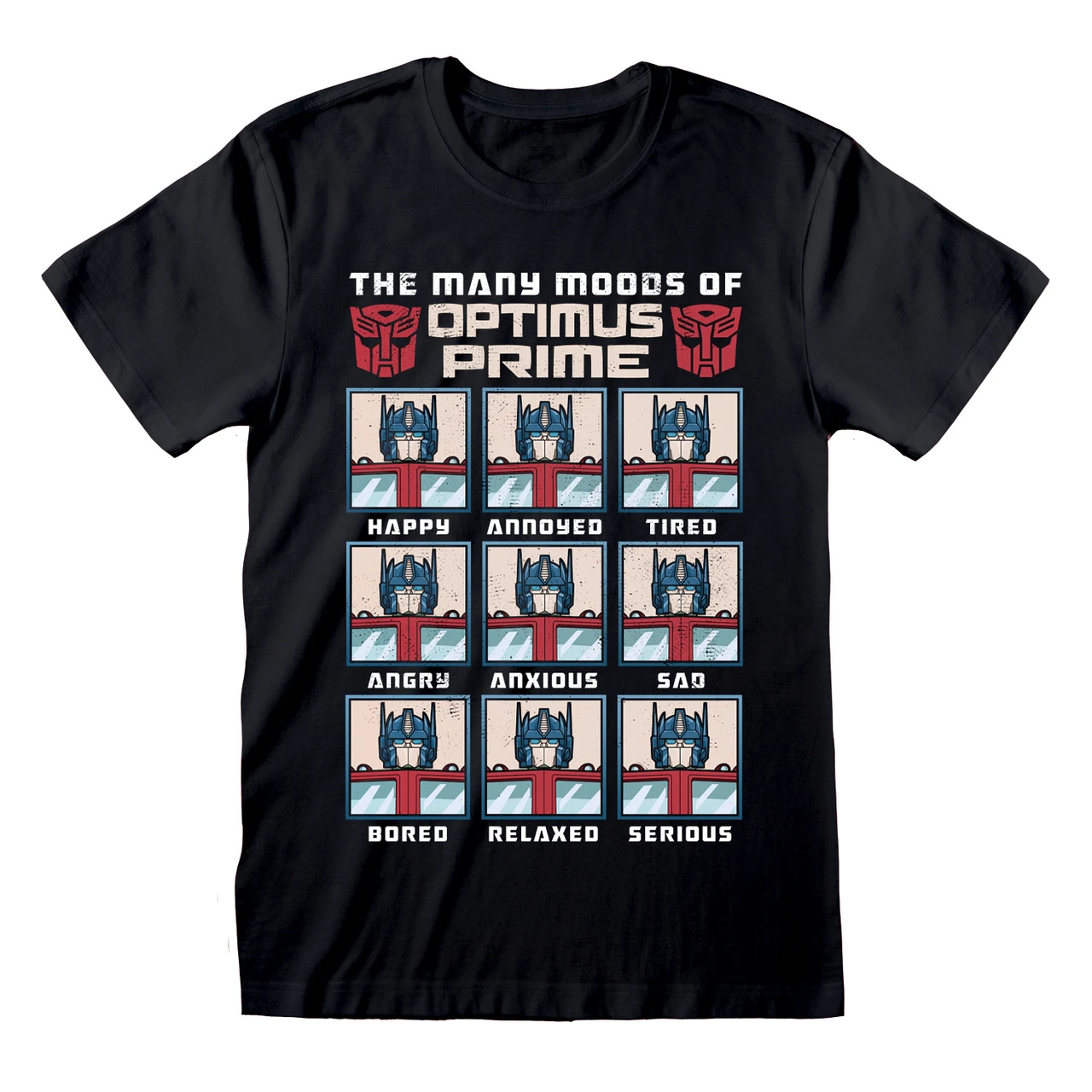Transformers 'Many Moods Of Optimus Prime' (Black) T-Shirt