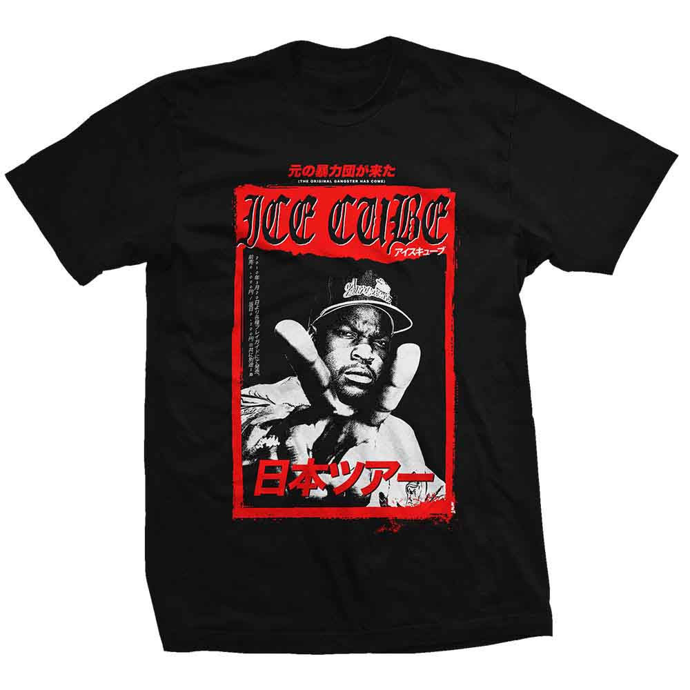 Ice Cube 'Kanji Peace Sign' (Black) T-Shirt Front Print