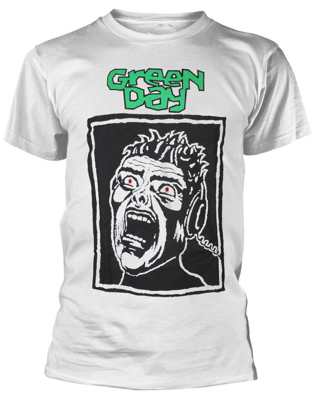 Green Day 'Scream Square' (White) T-Shirt | Eyesore Merch