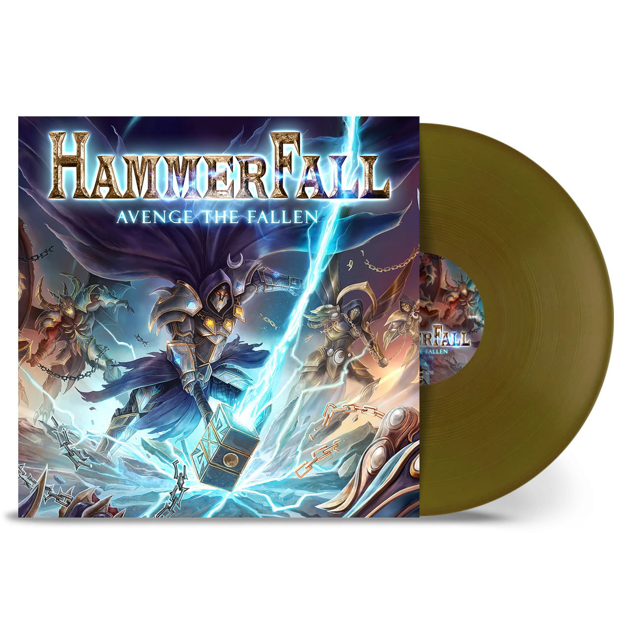 Hammerfall 'Avenge The Fallen' LP Solid Gold Vinyl with EYESORE EXCLUSIVE HAND SIGNED PHOTO CARD