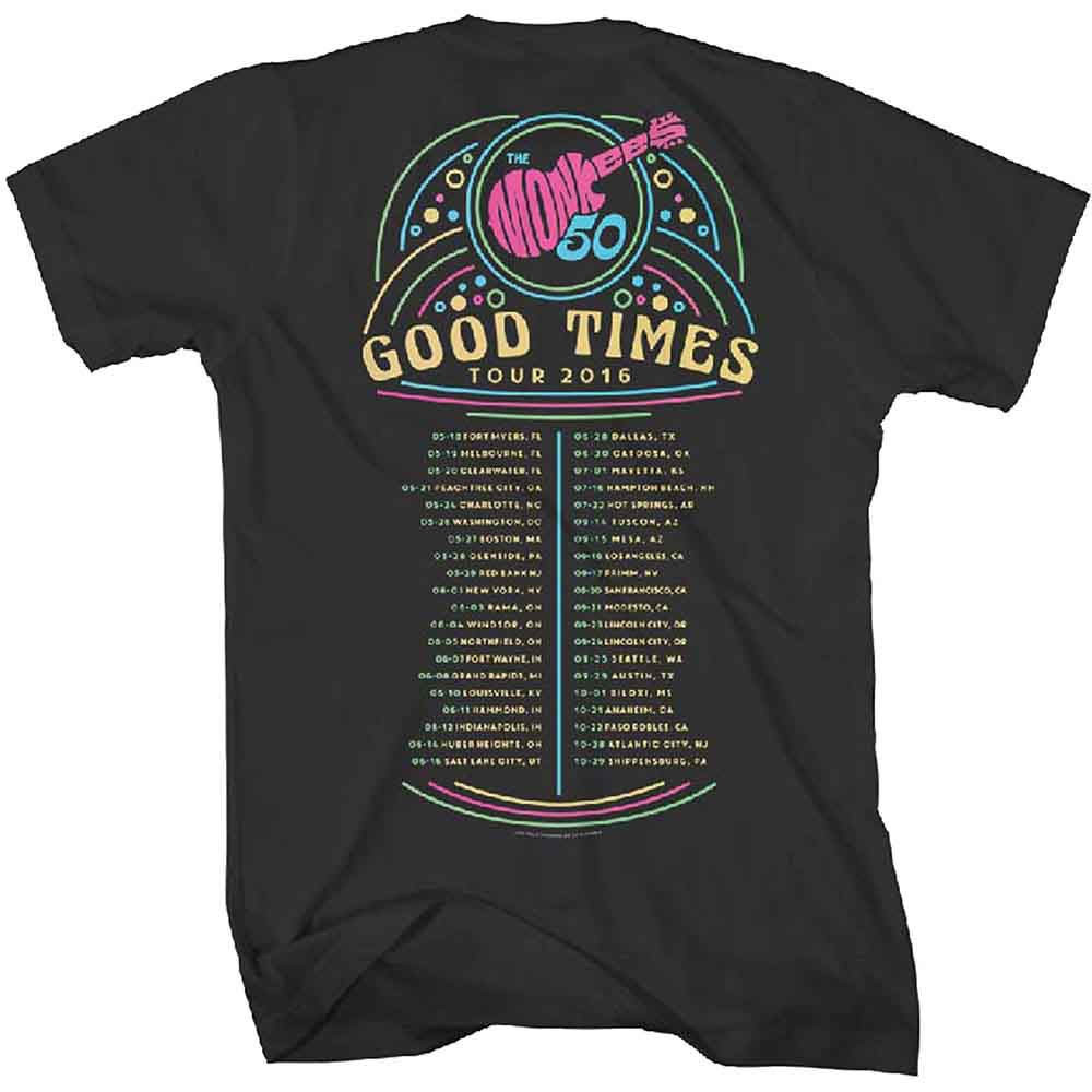 The Monkees 'Guitar Discography' (Black) T-Shirt Back Print