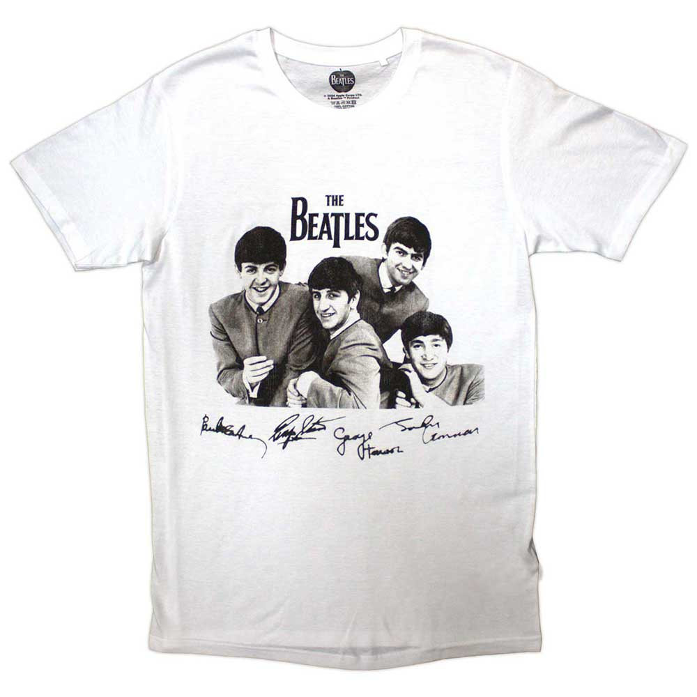 The Beatles 'Mop Tops & Signatures' (White) T-Shirt