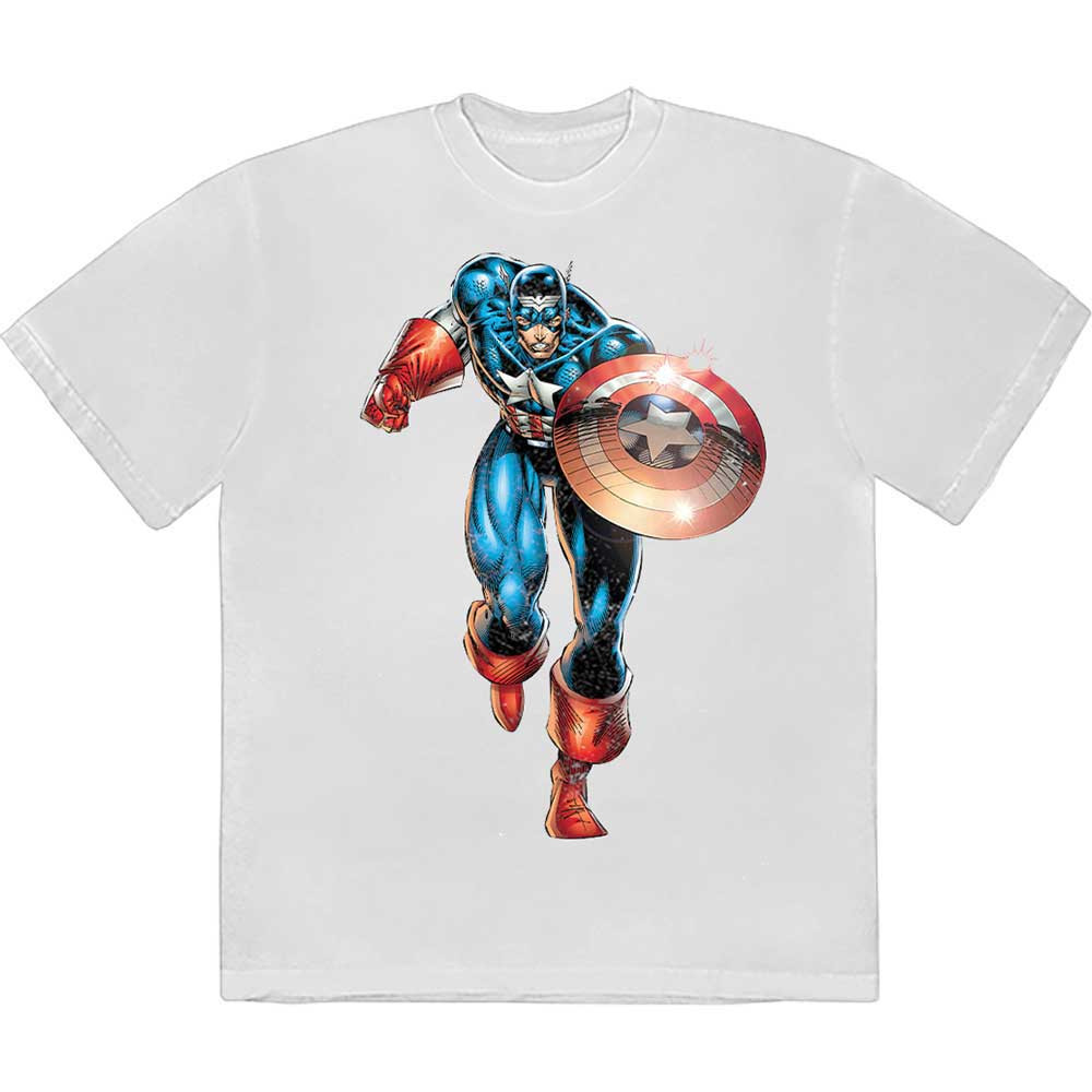 Marvel Captain America 'Running' (White) T-Shirt