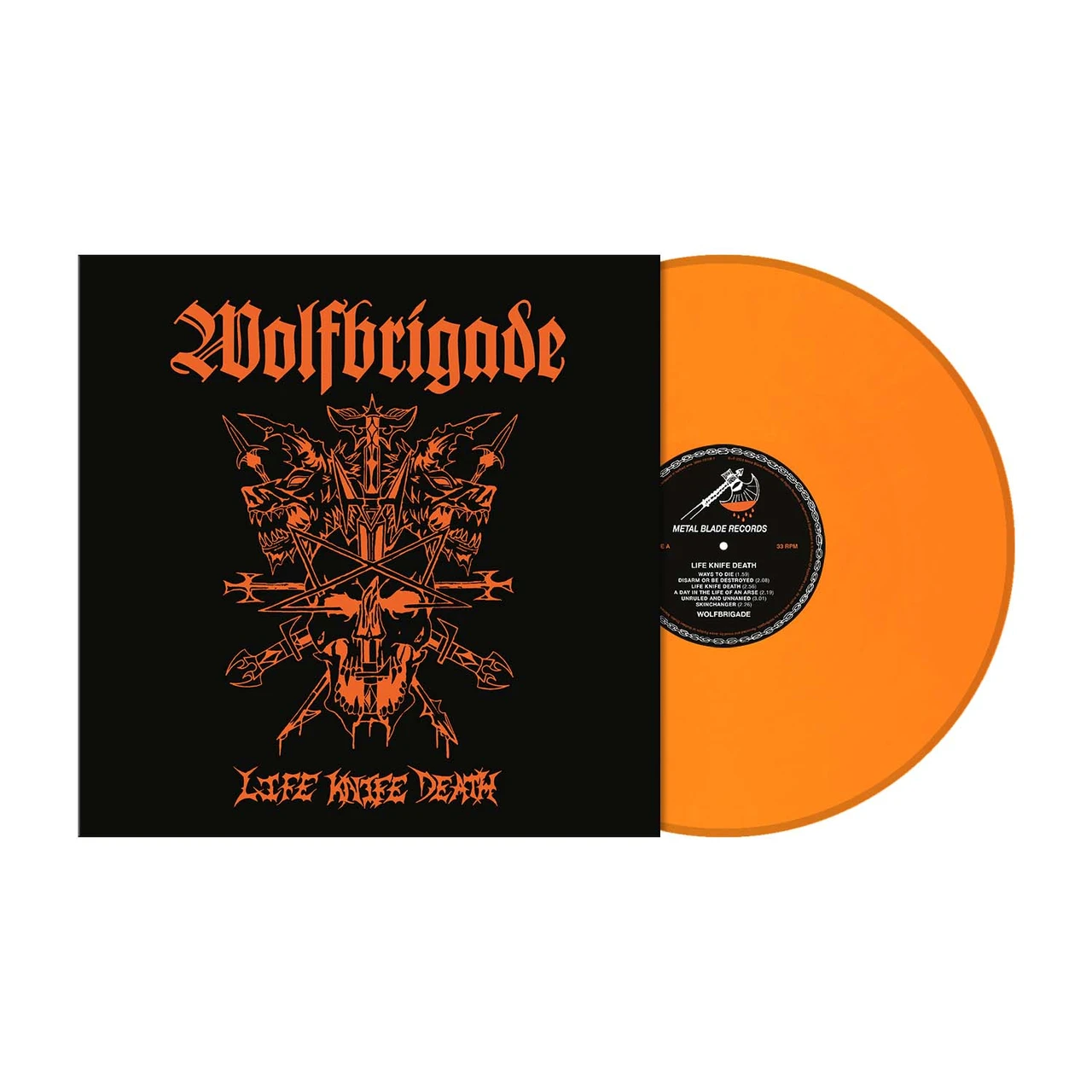Wolfbrigade 'Life Knife Death' LP Orange Marbled Vinyl