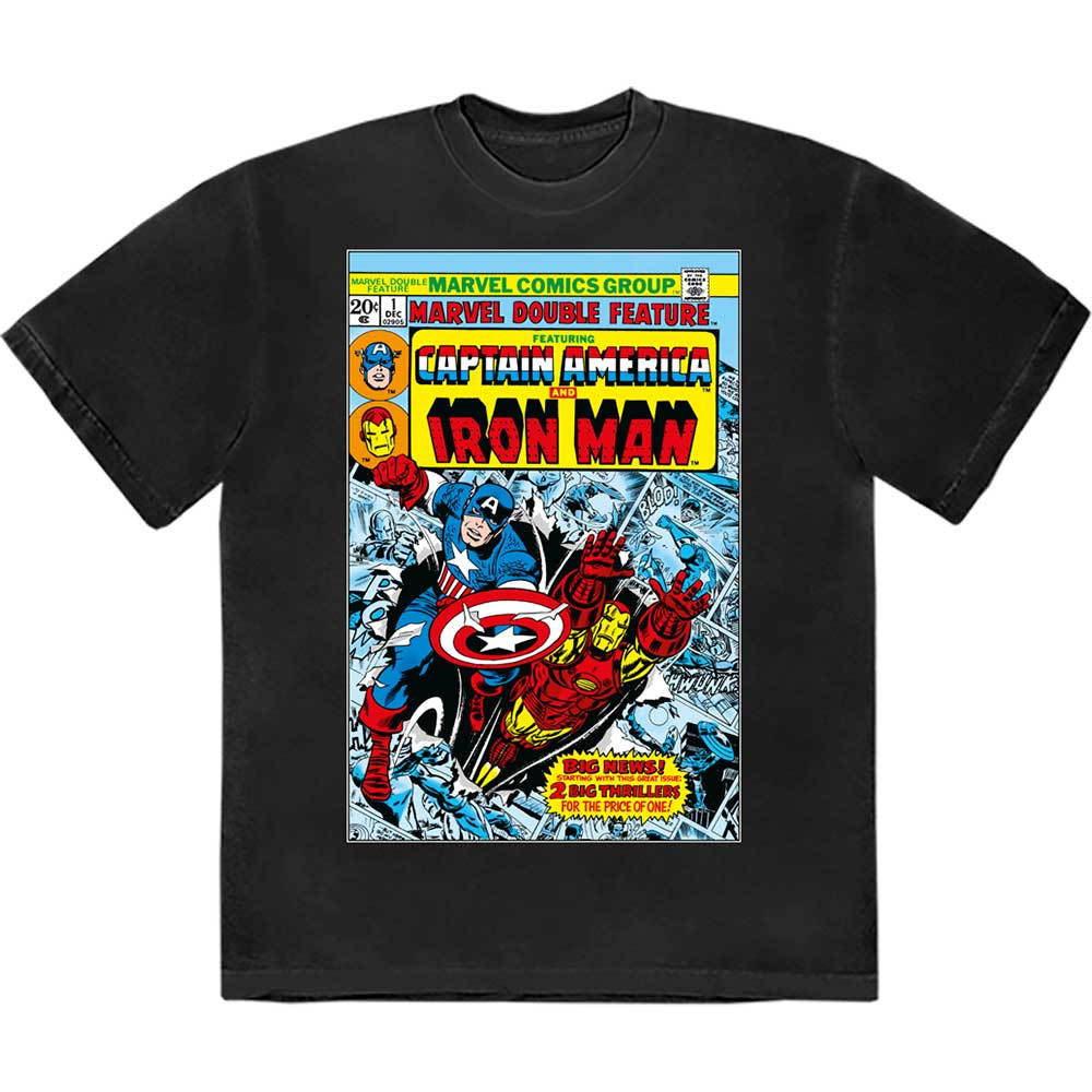 Marvel Captain America Iron Man 'Comic Cover' (Black) T-Shirt