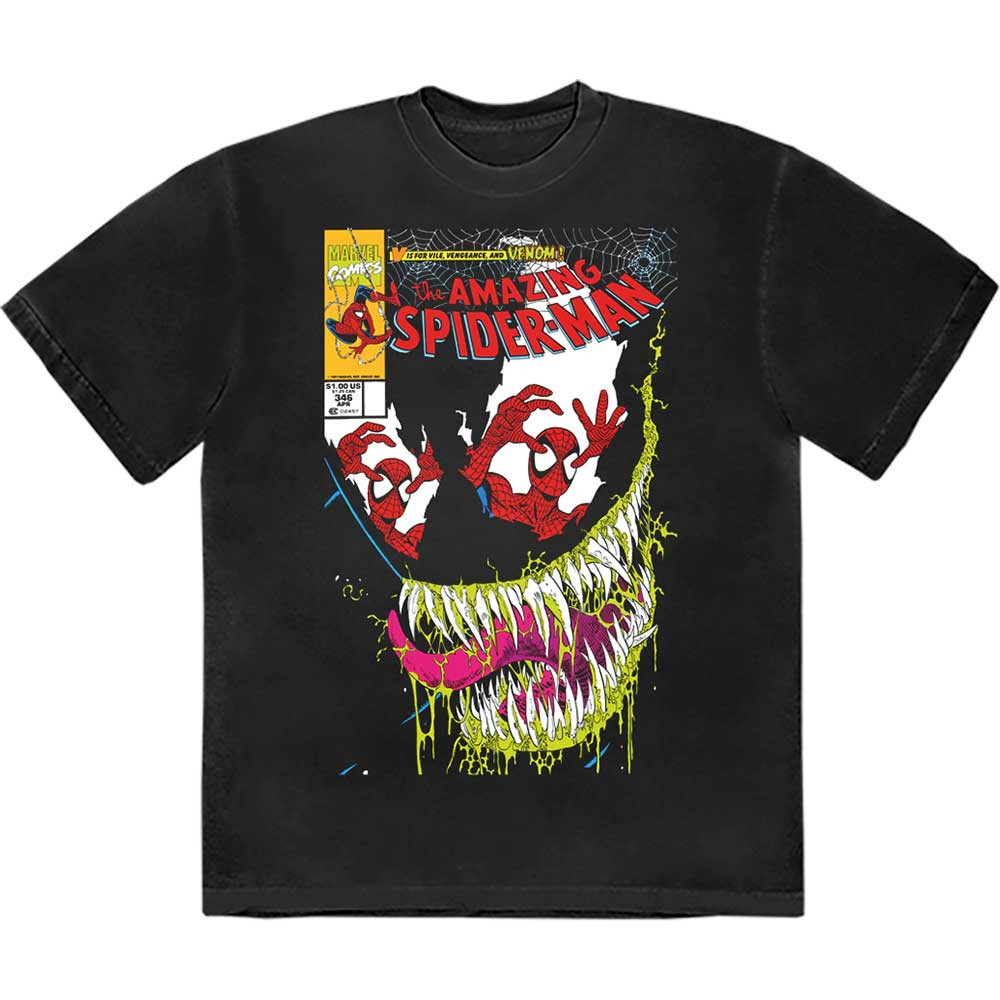 Marvel Spider-Man Venom 'V Is Comic Cover' (Black) T