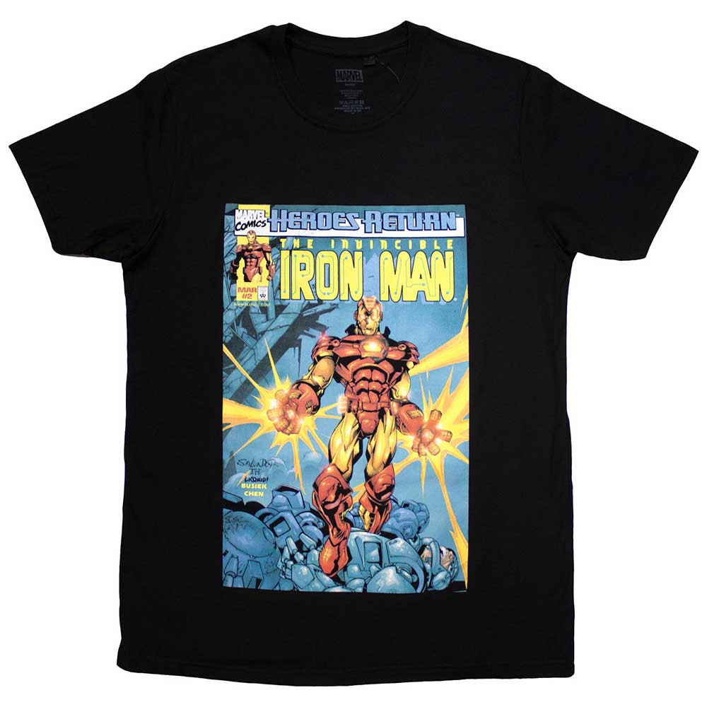 Marvel Iron Man 'Invincible Iron Man Comic Cover' (Black) T-Shirt