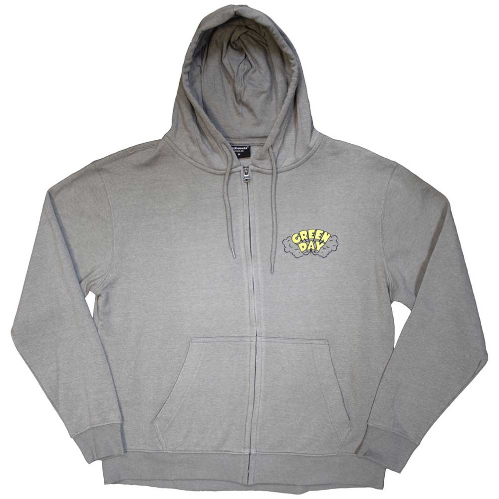 Green Day 'Longview Doodle' (Grey) Zip Up Hoodie