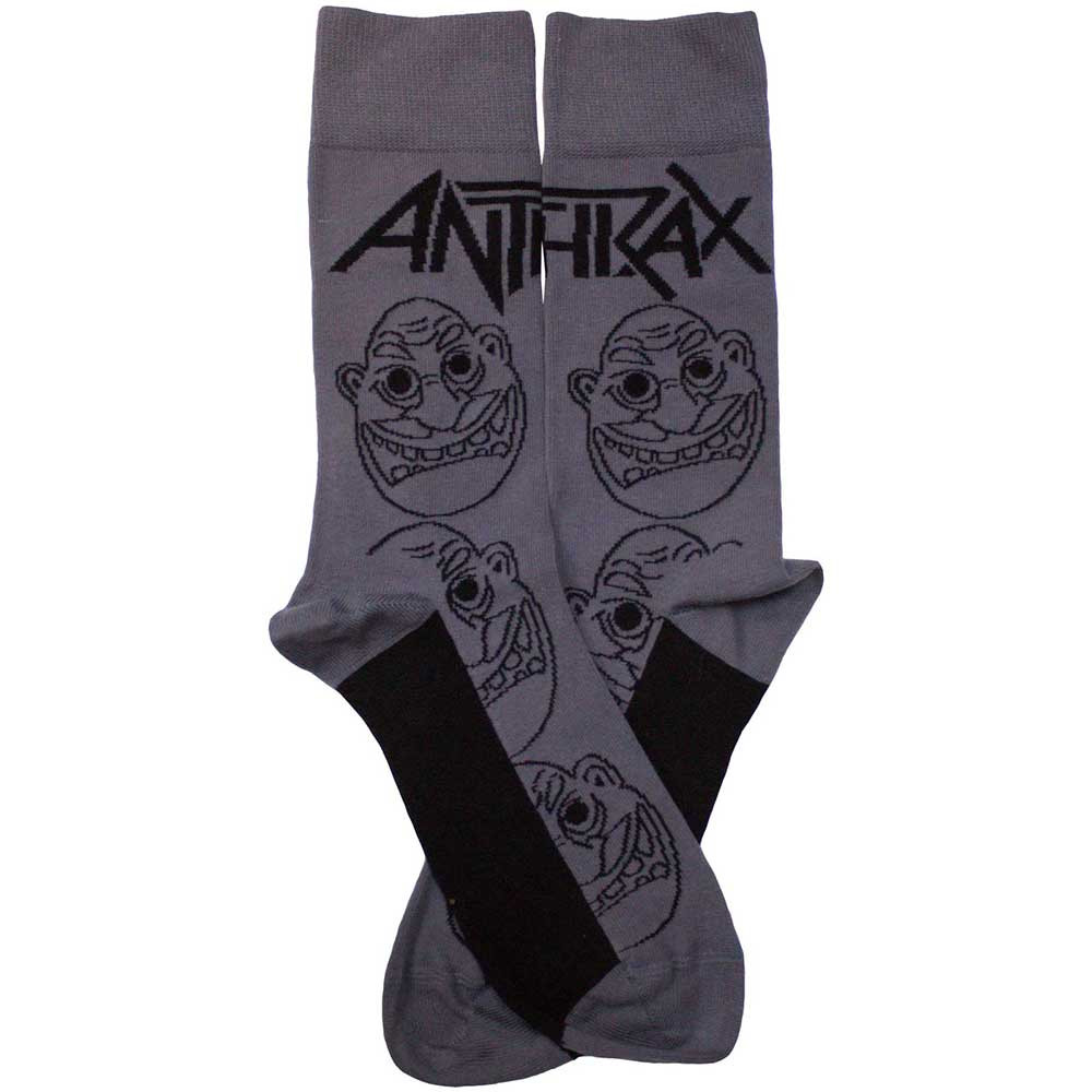Anthrax 'Faces Pattern Mono' (Grey) Socks (One Size = UK 7-11)