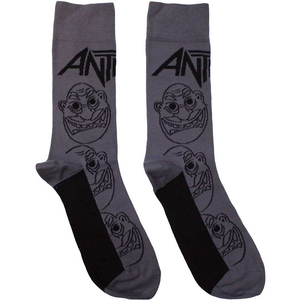 Anthrax 'Faces Pattern Mono' (Grey) Socks (One Size = UK 7-11)
