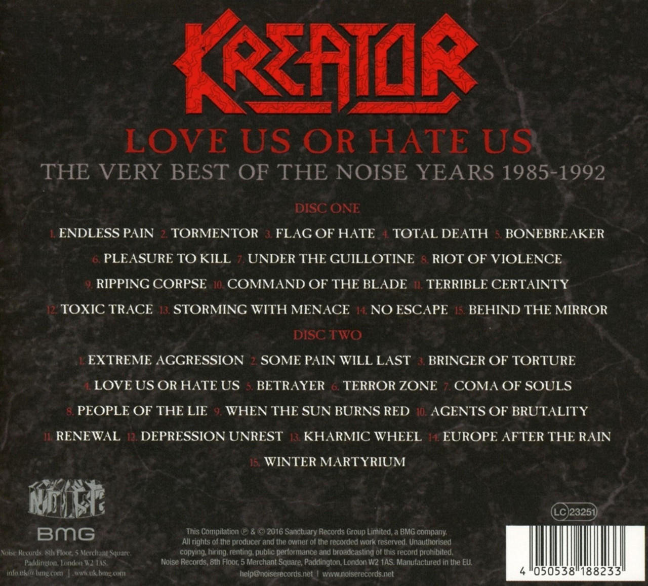 Kreator 'Love Us Or Hate Us - The Very Best Of The Noise Years 1985 - 1992' 2CD