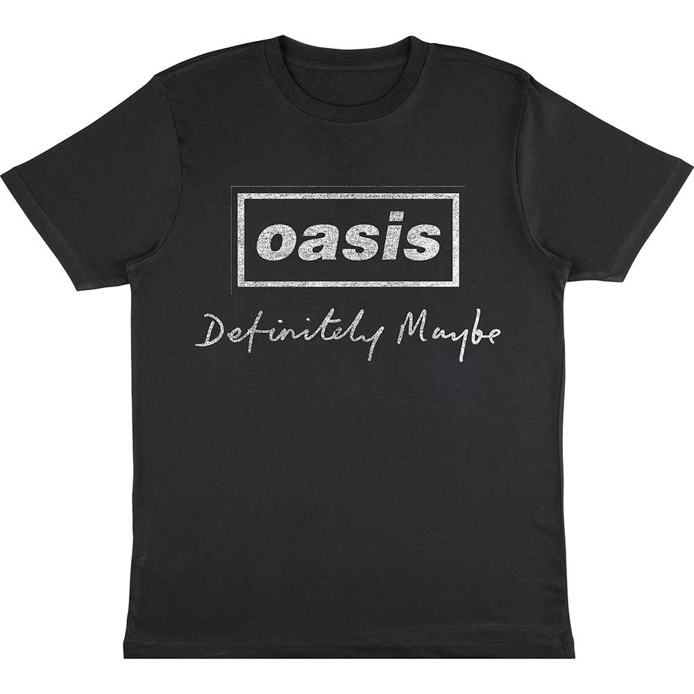 Oasis 'Definitely Maybe Distressed Text Logo' (Charcoal) T-Shirt