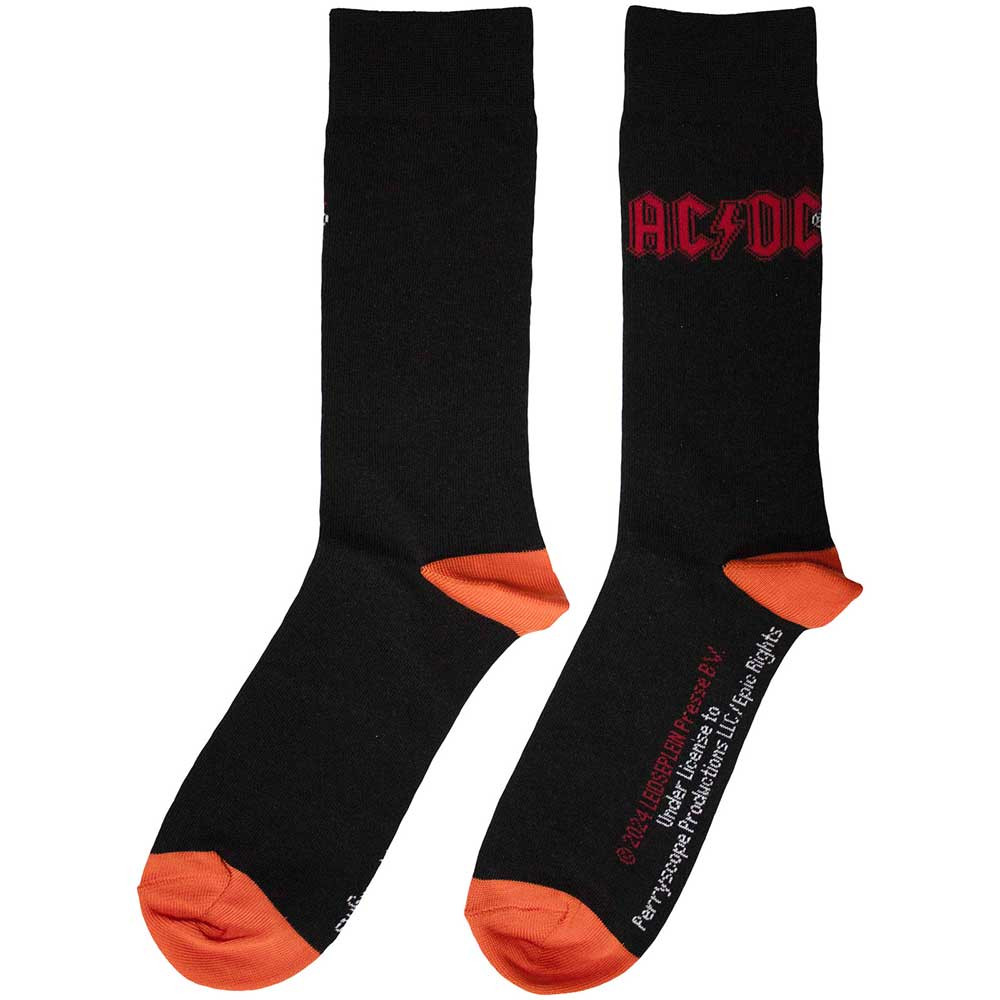 AC/DC 'Red Logo' (Black) Socks (One Size = UK 7-11)