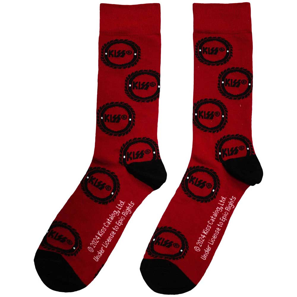KISS 'Buzzsaw Logo Pattern' (Red) Socks (One Size = UK 7-11) BACK
