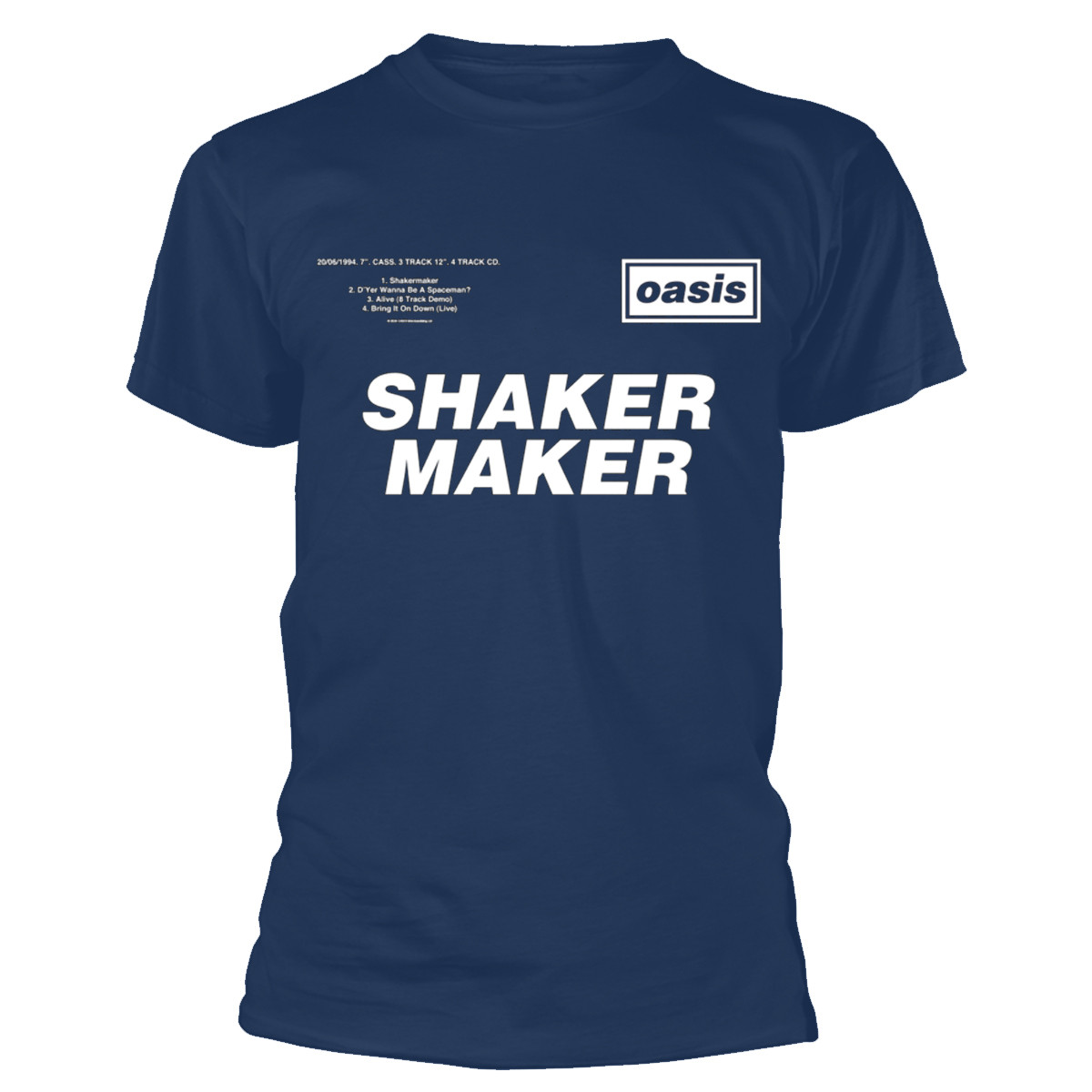 Oasis 'Shakermaker Tracklisting' (Navy Blue) T-Shirt
