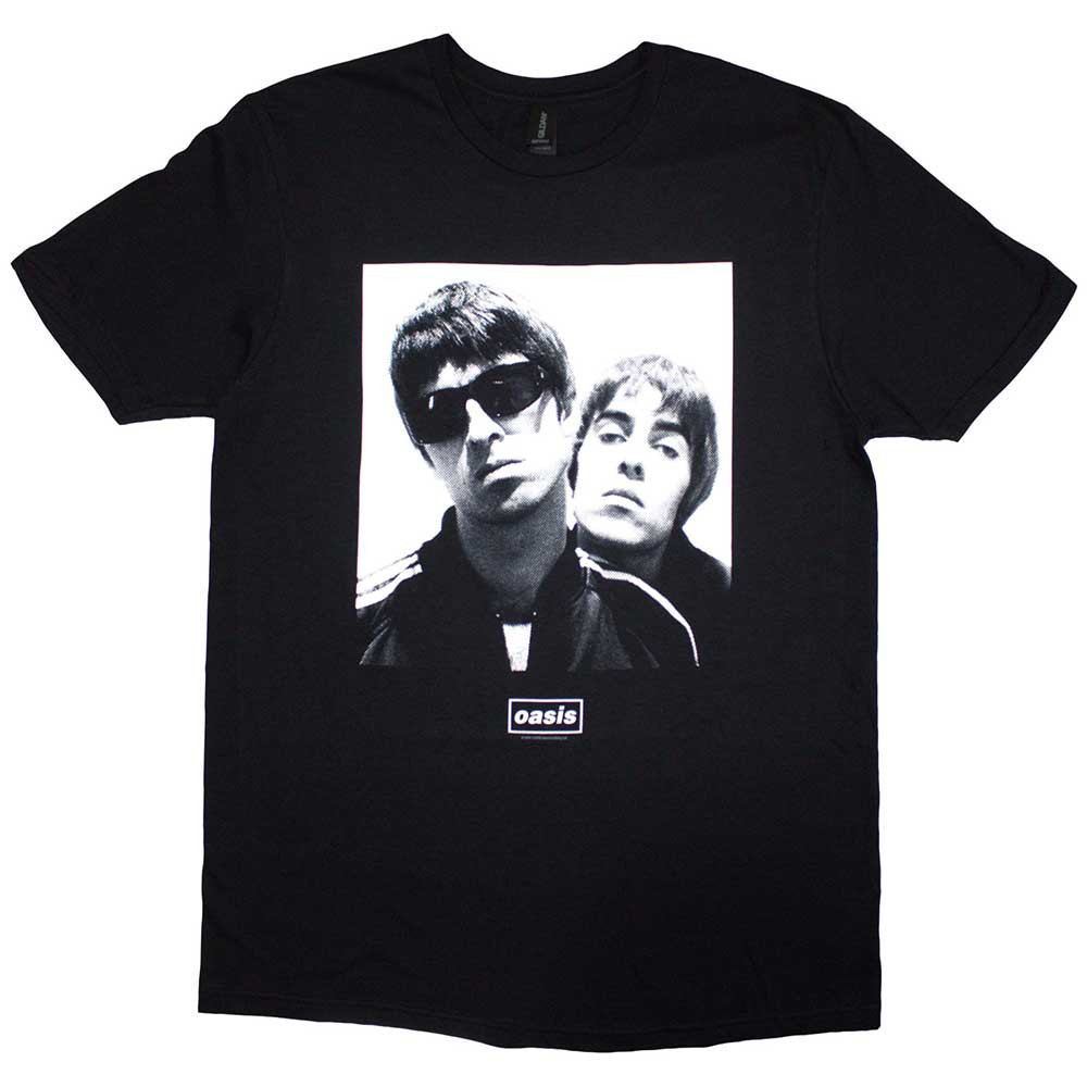 Oasis 'Noel & Liam Square Photo' (Black) T-Shirt