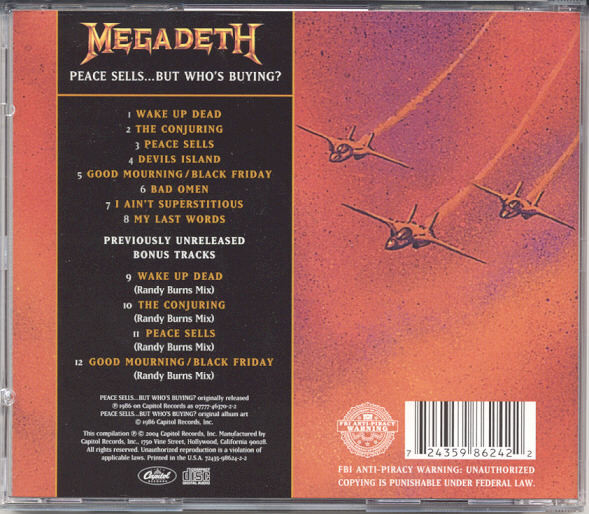 Megadeth 'Peace Sells... But Who's Buying?' (Remixed & Remastered) CD Jewel Case