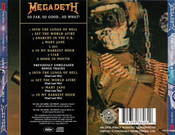 Megadeth 'So Far, So Good...So What!' CD Jewel Case