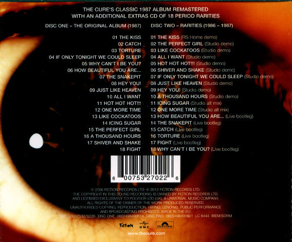 The Cure 'Kiss Me Kiss Me Kiss Me' 2CD Jewel Case