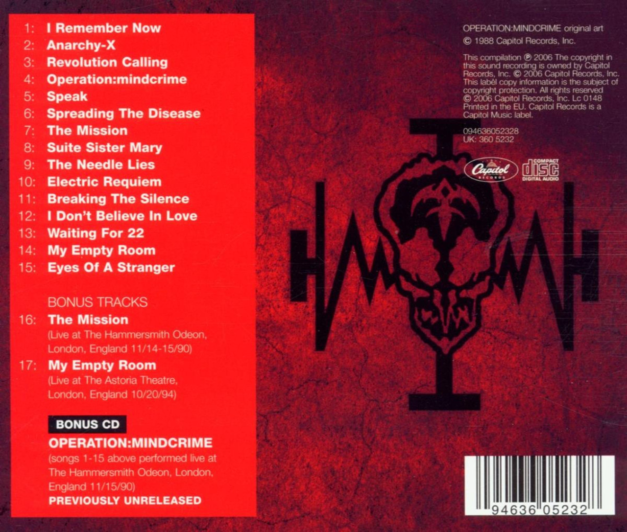 Queensryche 'Operation: Mindcrime' 2CD Jewel Case