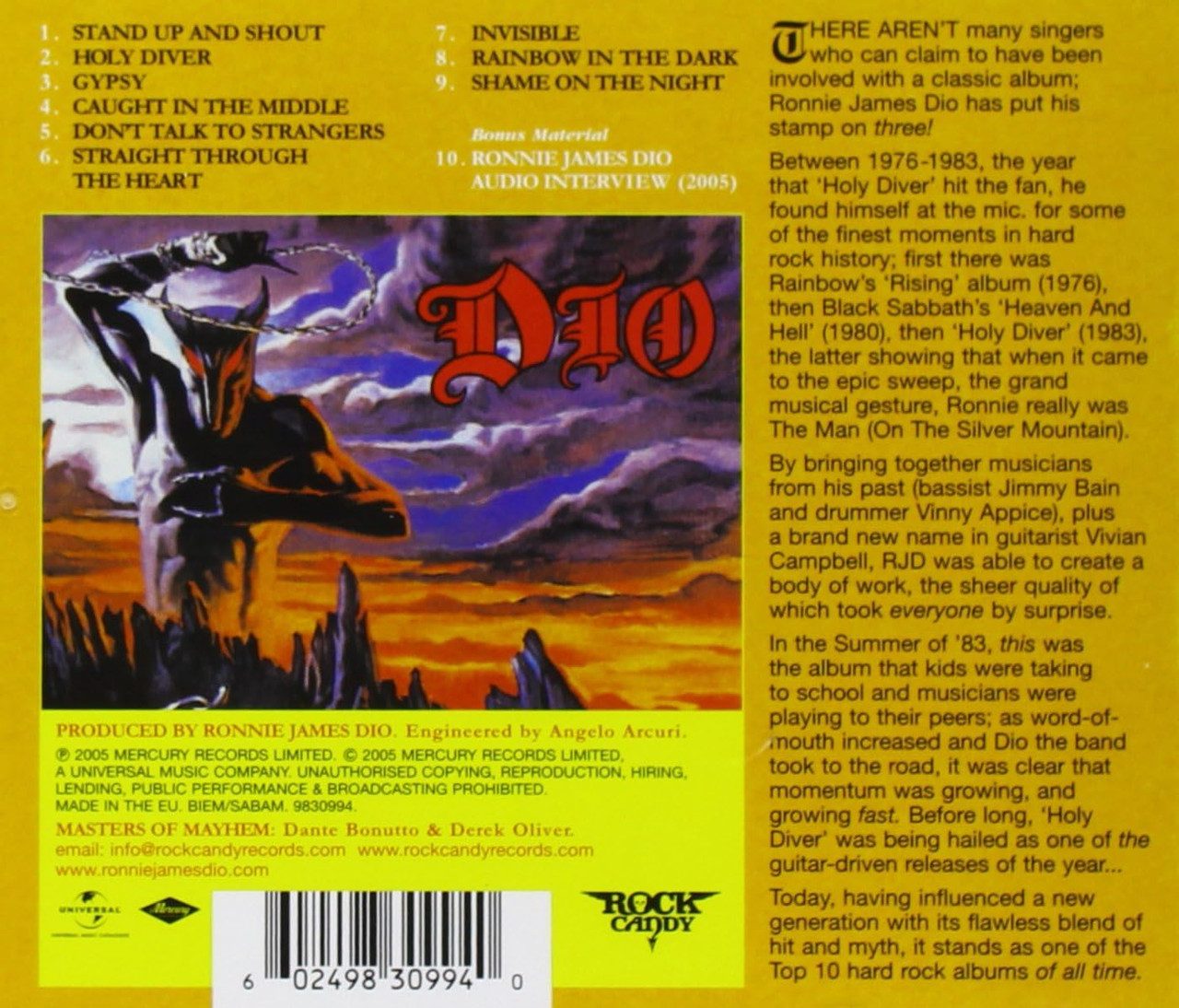 Dio 'Holy Diver' CD Jewel Case