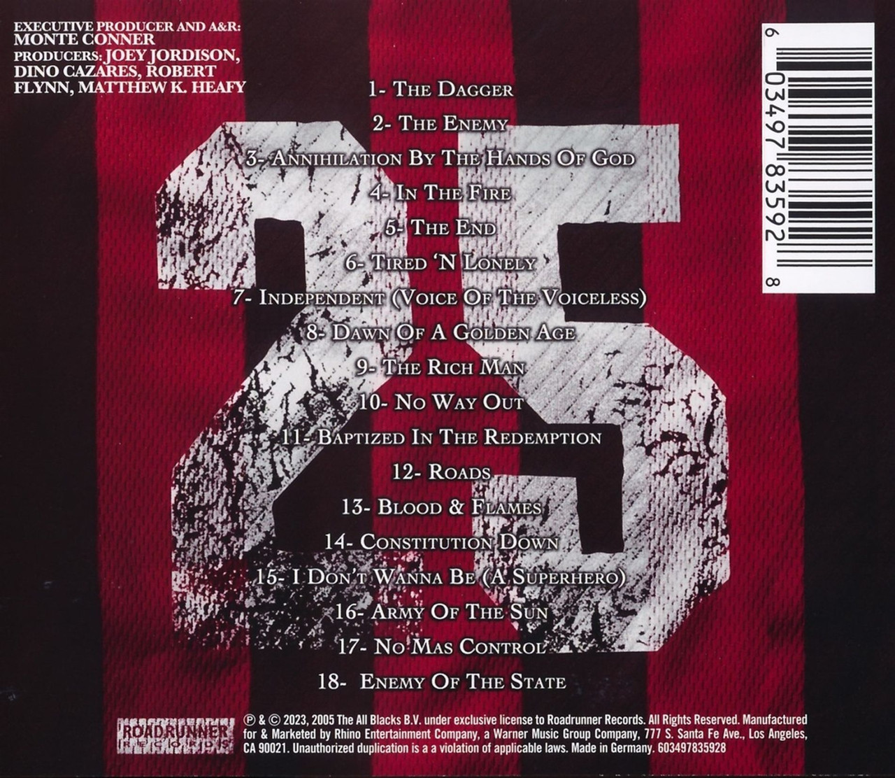 Roadrunner United 'The All Star Sessions' Jewel Case CD BACK
