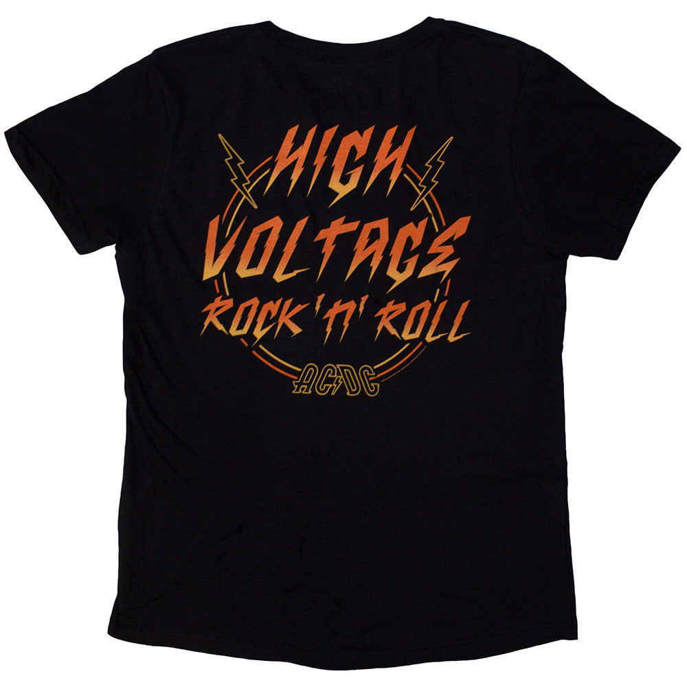AC/DC 'High Voltage RnR' (Black) Womens Fitted T-Shirt BACK