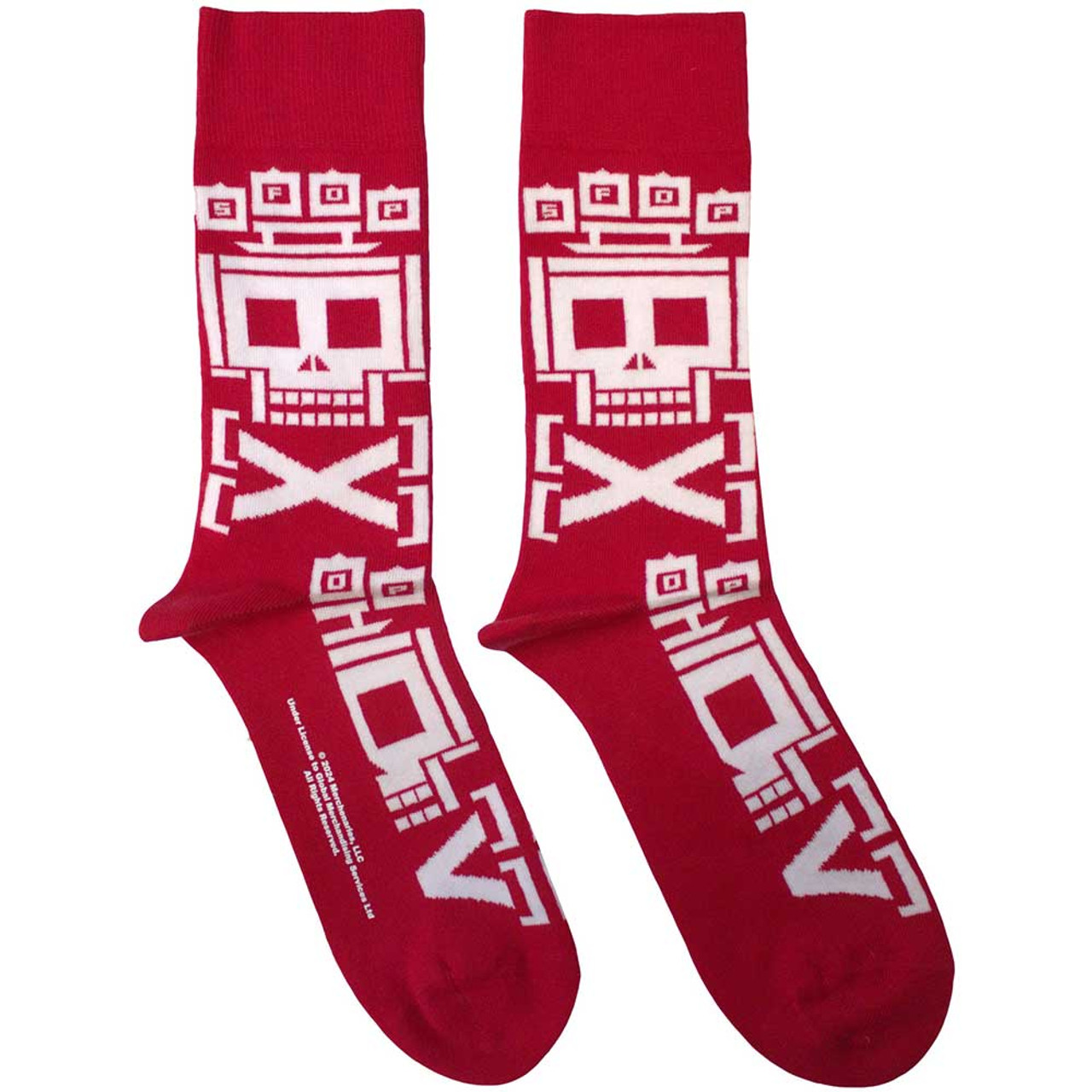 Five Finger Death Punch 'Pixeled Skull Repeat' (Red) Socks (One Size = UK 7-11)