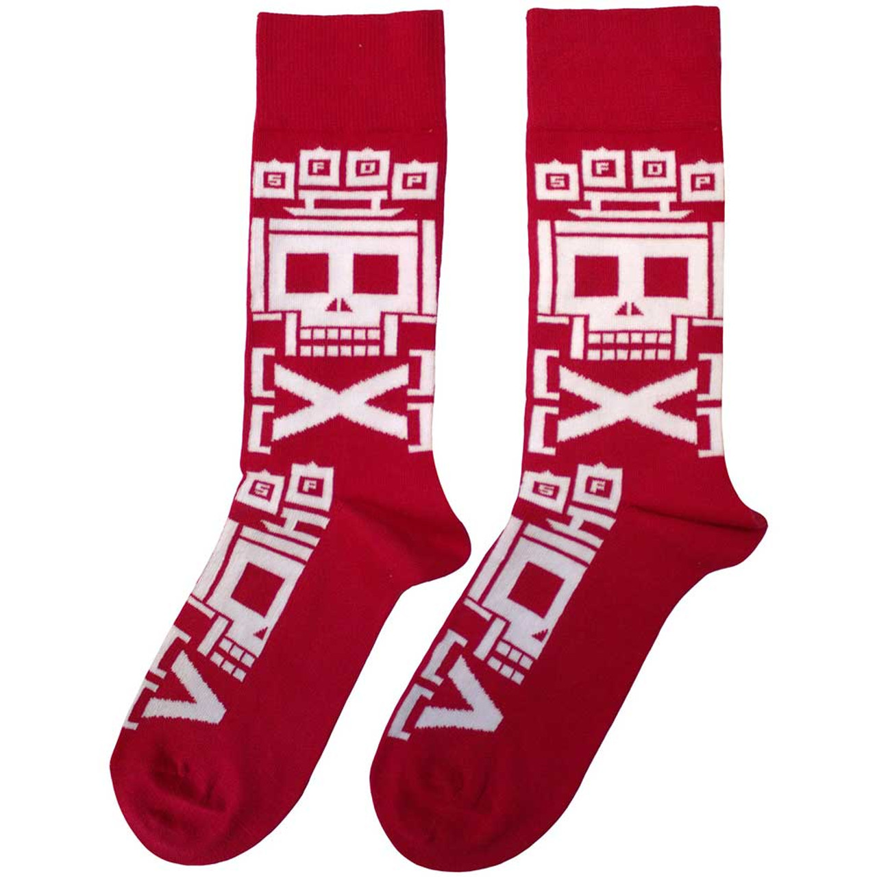 Five Finger Death Punch 'Pixeled Skull Repeat' (Red) Socks (One Size = UK 7-11) BACK