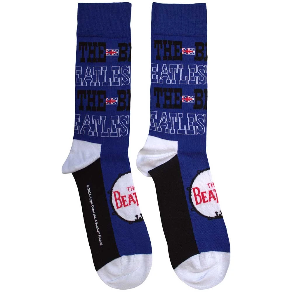 The Beatles 'Budokan Poster & Drum Logo' (Blue) Socks (One Size = UK 7-11)