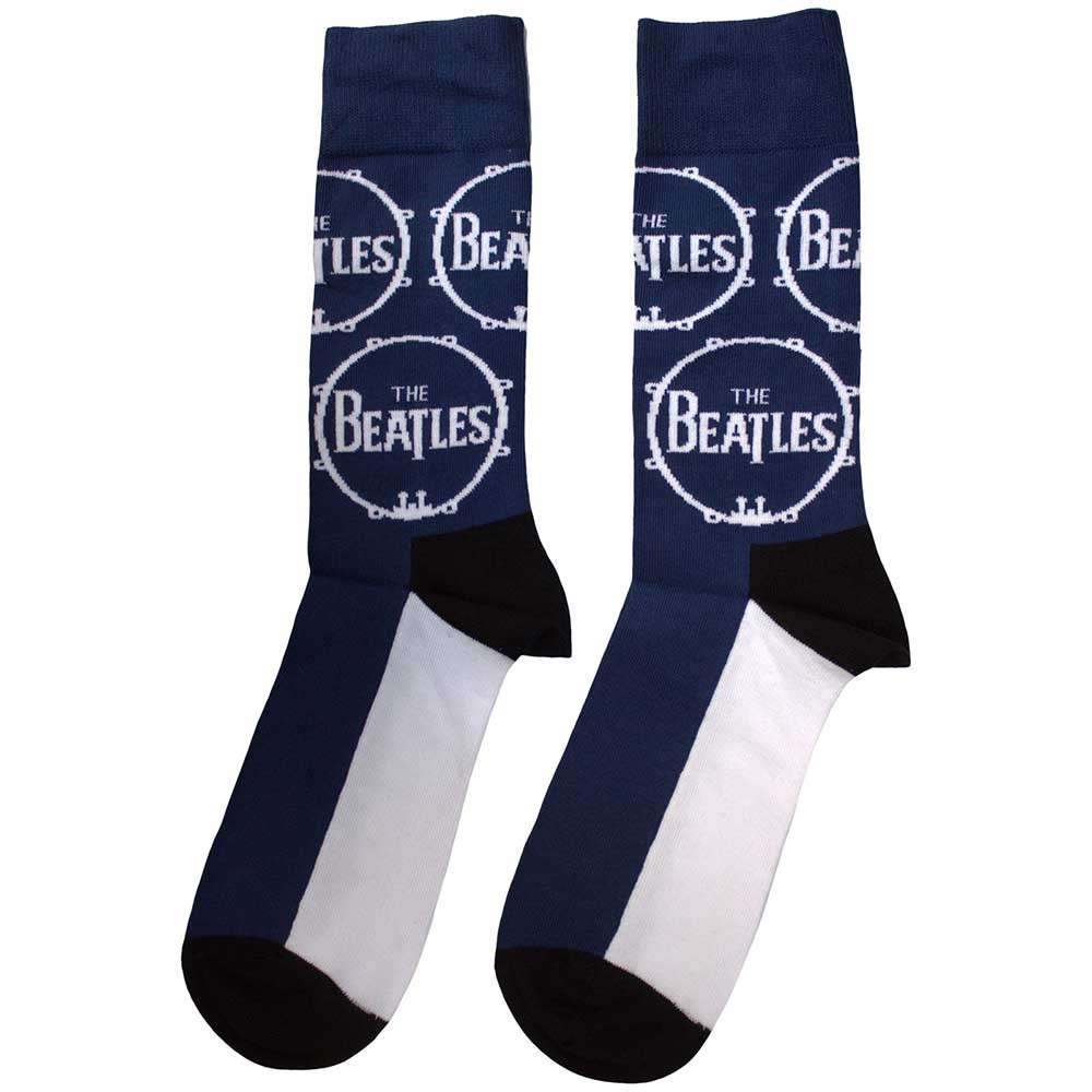 The Beatles 'Drum Logo Repeat' (Navy Blue) Socks (One Size = UK 7-11)