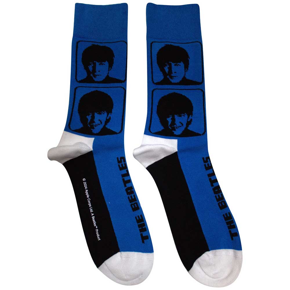 The Beatles 'Hard Day's Night Headshots' (Blue) Socks (One Size = UK 7-11)