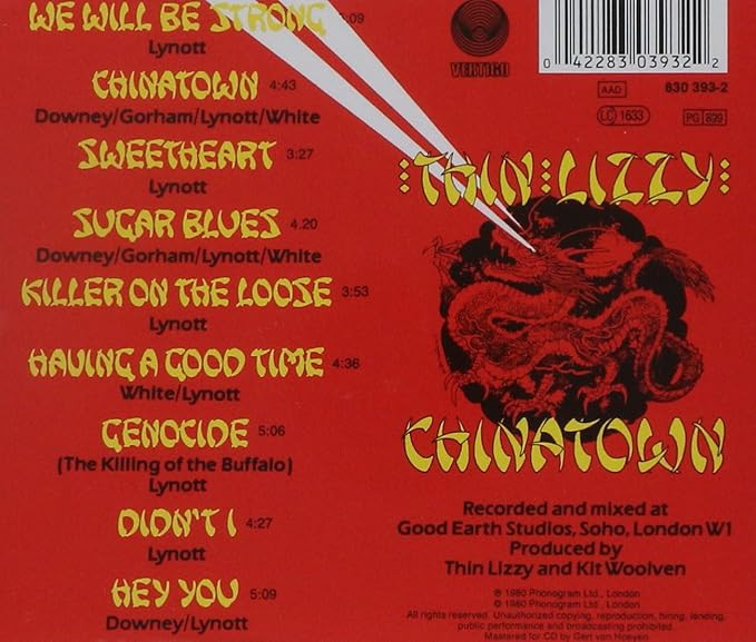 Thin Lizzy 'Chinatown' CD Jewel Case
