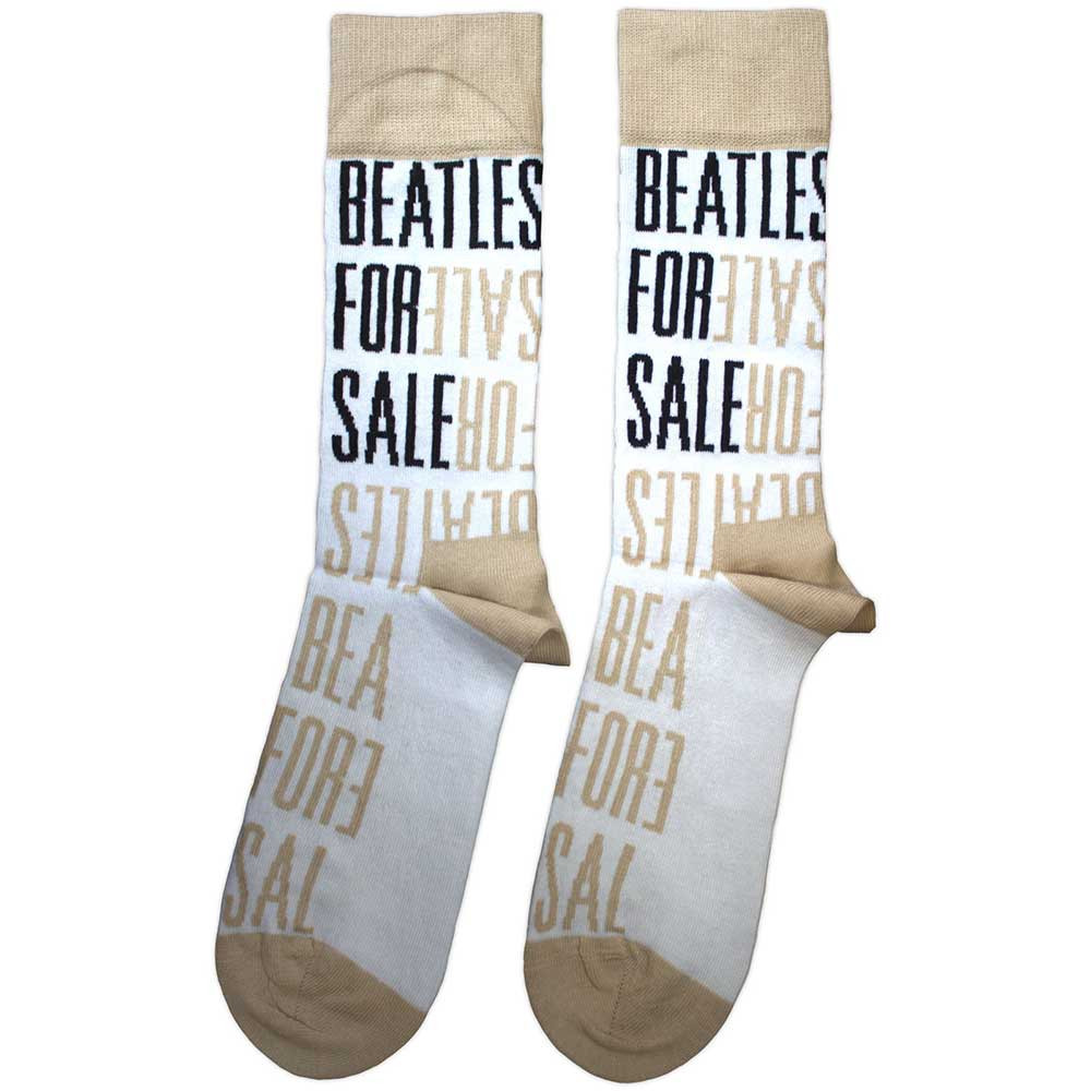 The Beatles 'For Sale Text Repeat' (White) Socks (One Size = UK 7-11) BACK